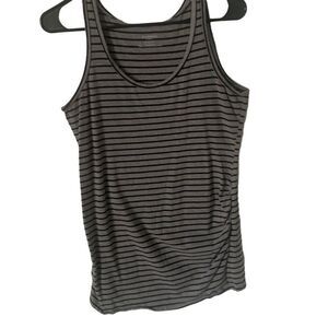 Pre Owned Women’s Motherhood Maternity Tank Top Black Gray Striped Sz Sm Comfort